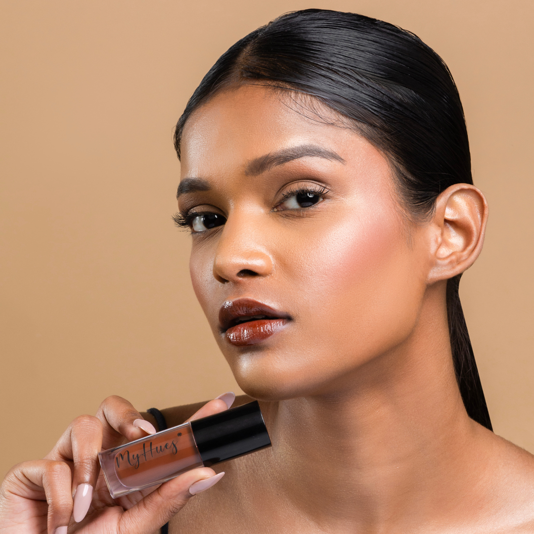 HyGlow Lip Elixir Amya (Caramel Brown) — Lip Oil + Lip Gloss in 1