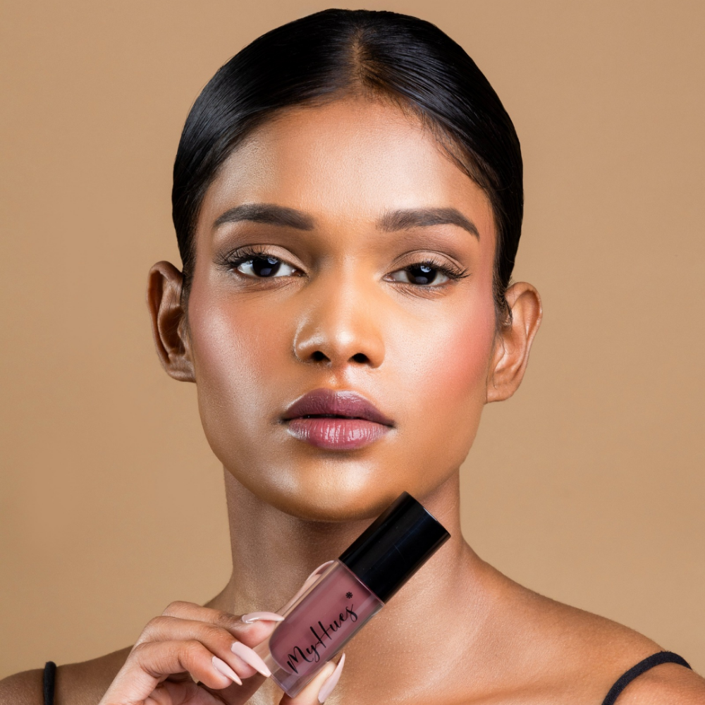 HyGlow Lip Elixir - best nude pink lip gloss for dusky Indian skin tone