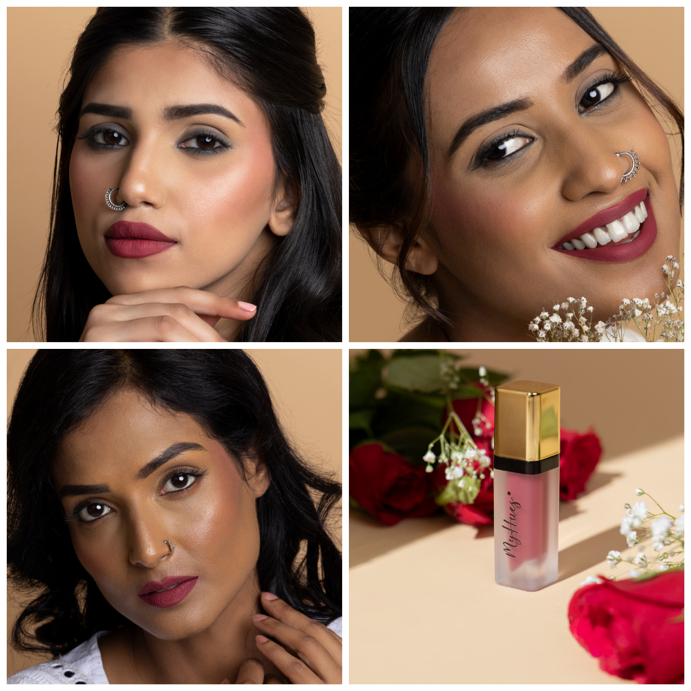 Buy dark pink lipstick online in India: MyHues gulabi matte lipstick