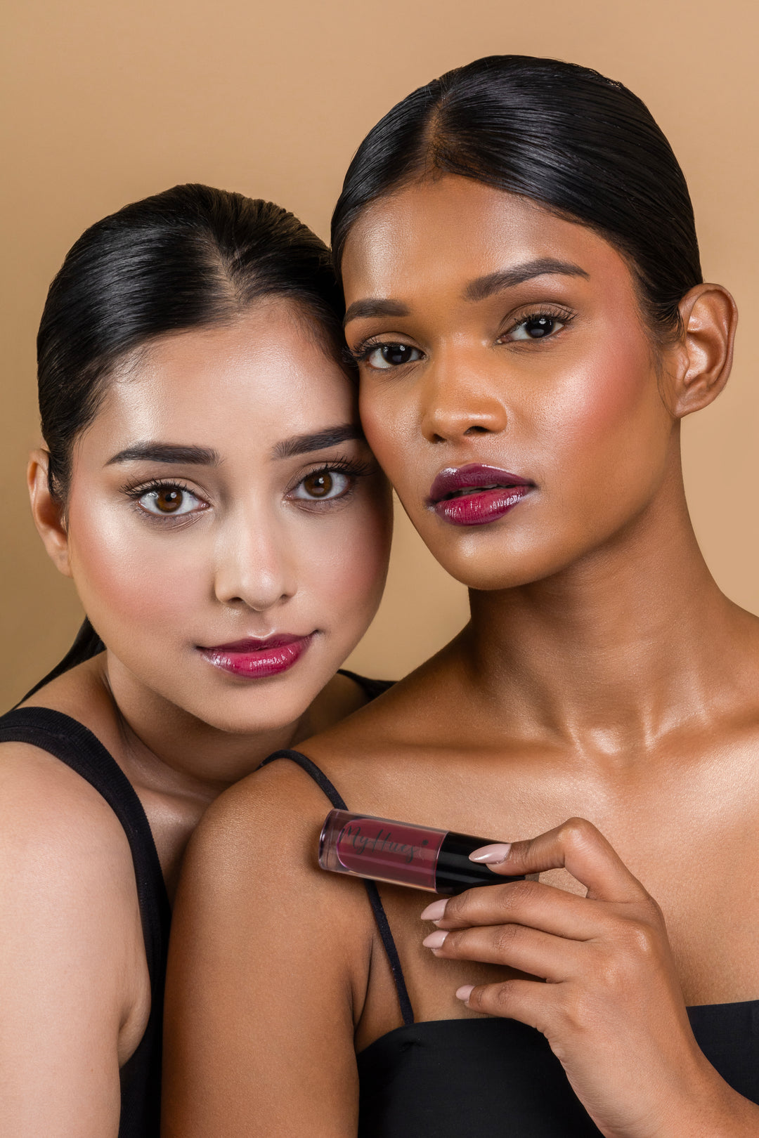 Burgundy lip gloss for Indian skin tone