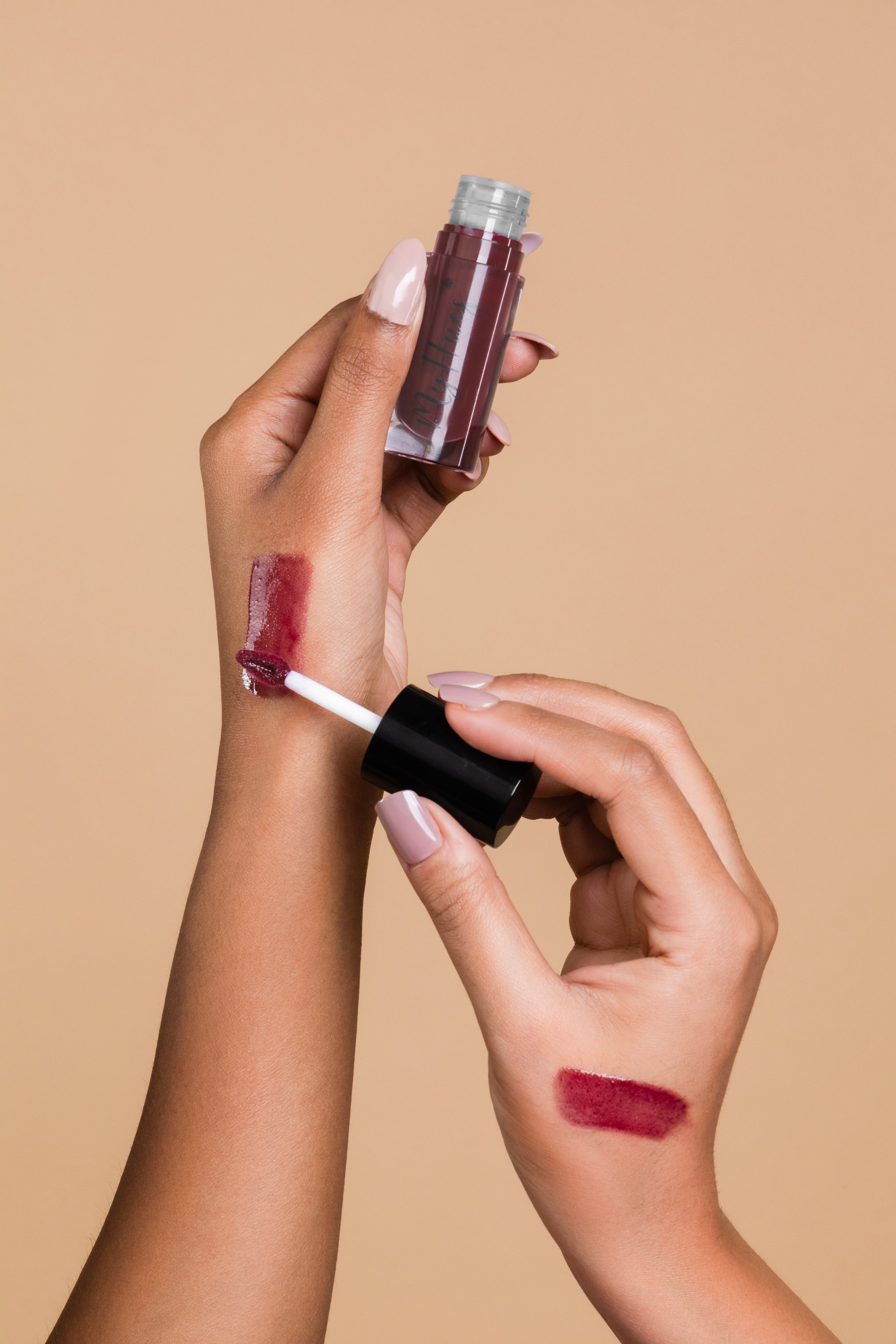 Burgundy lip gloss for Indian skin tone