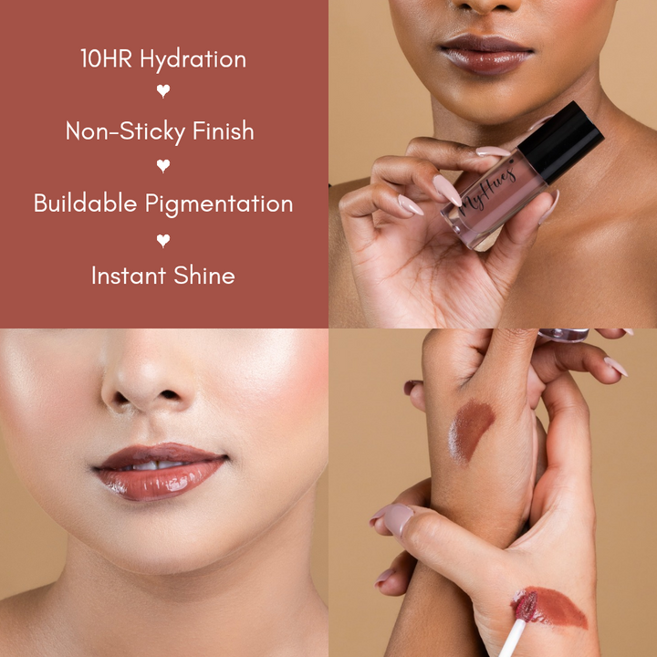Best nude brown Lip gloss for dusky skin tone