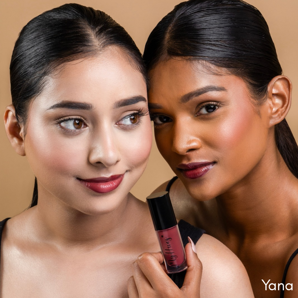 MyHues bright pink lip gloss for Indian skin tone