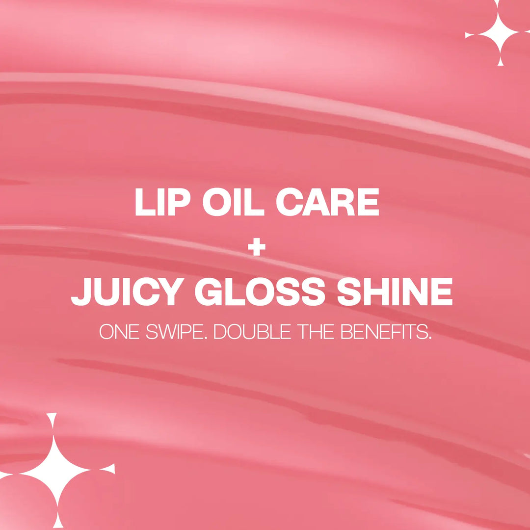 Close-up of MyHues HyGlow Lip Elixir glossy light nude pink texture highlighting its nourishing lip oil and lip gloss hybrid formula. Highly pigmented gloss delivers glass-like shine, lightweight hydration and a smooth, non-sticky finish while conditioning lips with every swipe.